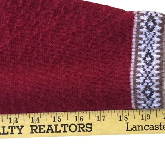 ALPACA Wool LLAMA CARDIGAN Women’s Size Large Vintage Red Nordic - Picture 10 of 11